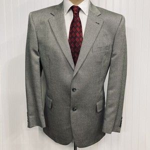 JOS A BANK Sport Coat Men 42 Silver Silk Camel Herringbone Blazer Jacket 42L